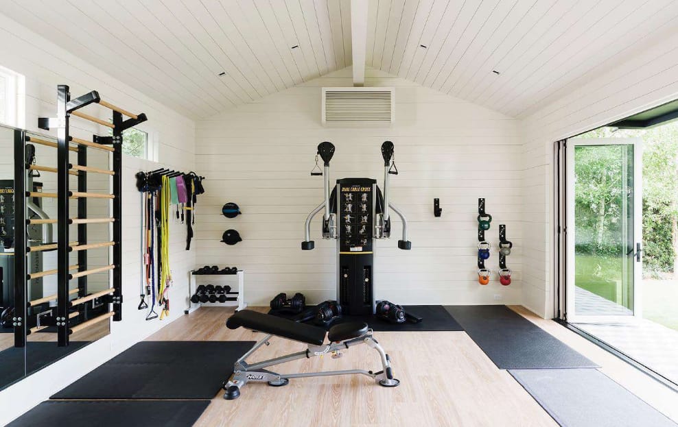 Home Gym with Peel and Stick Wallpaper